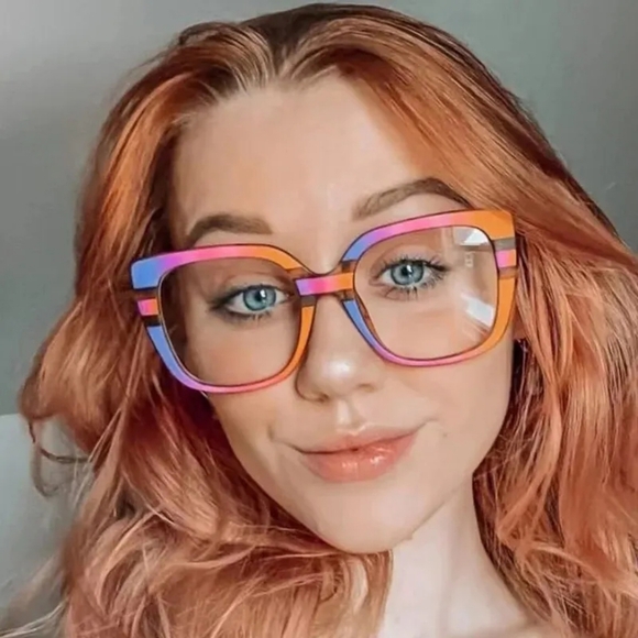 Classic Tortoiseshell Geometric Frame Fashionable Eyeglasses - Picture 1 of 5